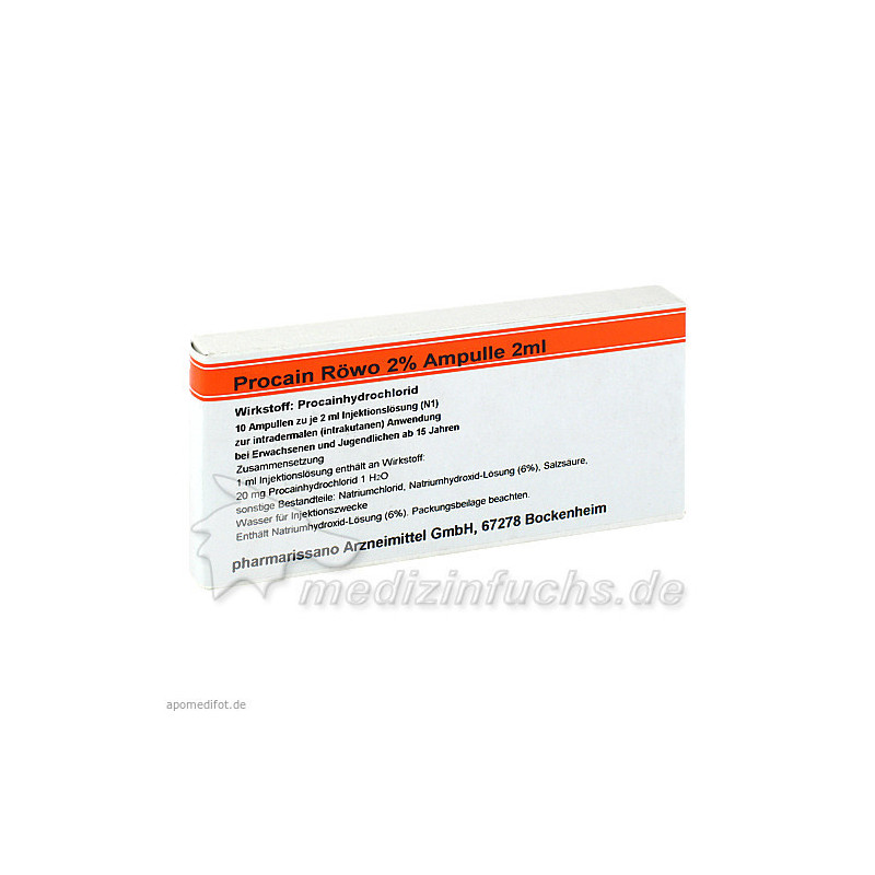 Procain Röwo 2% Ampulle 2ml, 10X2 ML – PZN 4493867