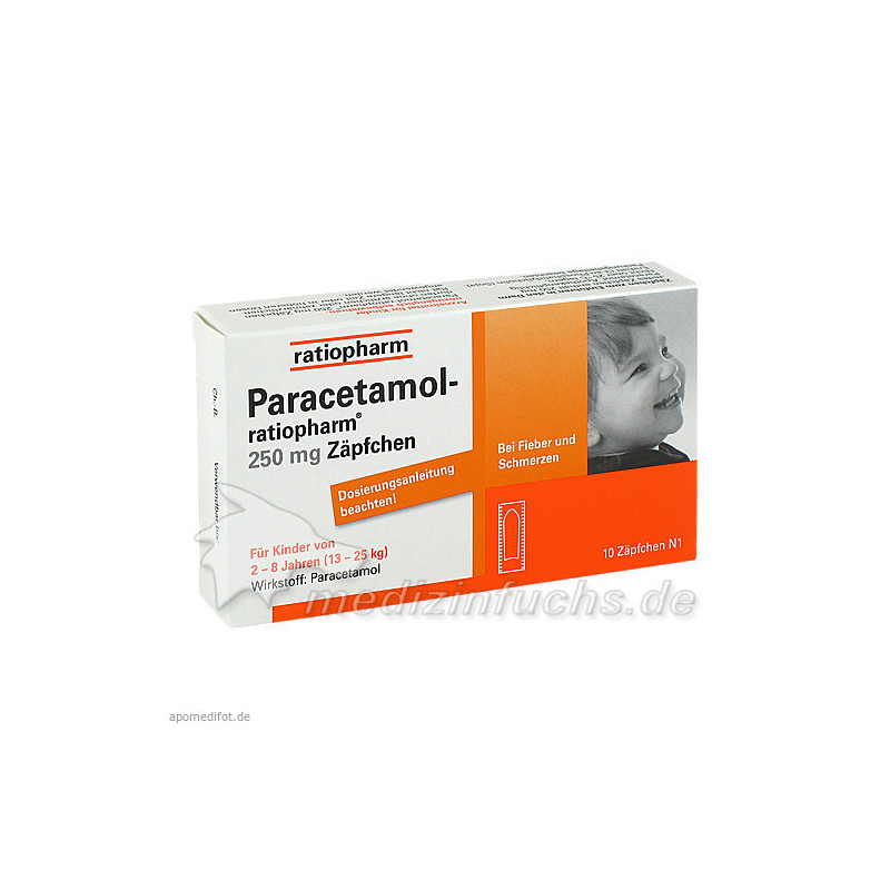 Paracetamol-ratiopharm 250mg Zäpfchen, 10 ST – PZN 3953597