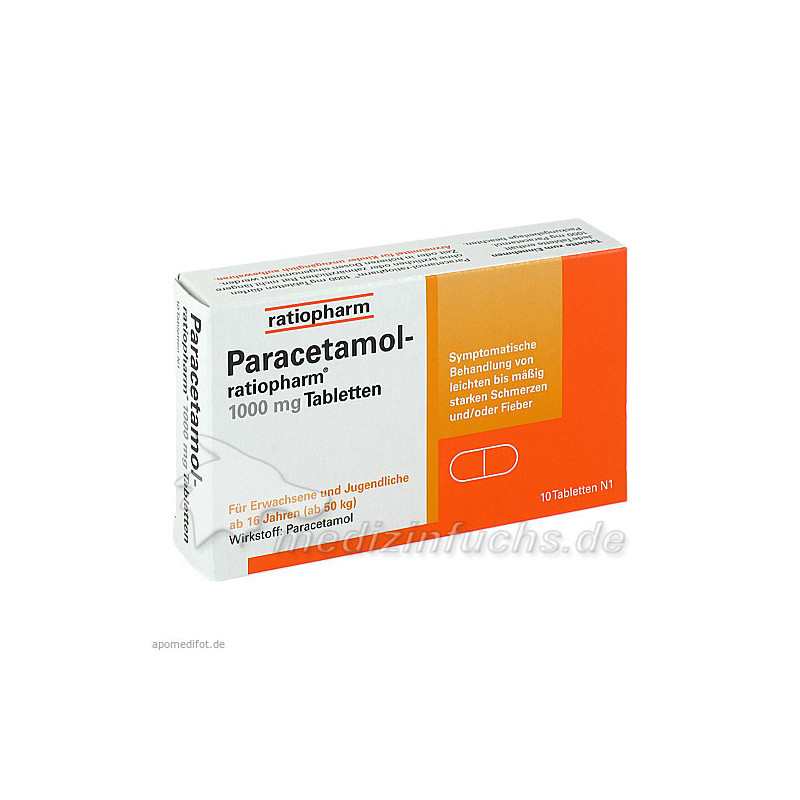 Paracetamol-ratiopharm 1000 mg Tabletten, 10 ST – PZN 9263936