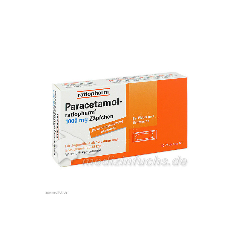 Paracetamol-ratiopharm 1000mg Zäpfchen, 10 ST – PZN 3953611