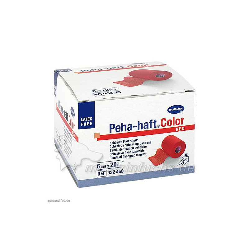 Peha-haft Color Fixierbinde latexfrei 6cmx20m rot, 1 ST – PZN 8886492