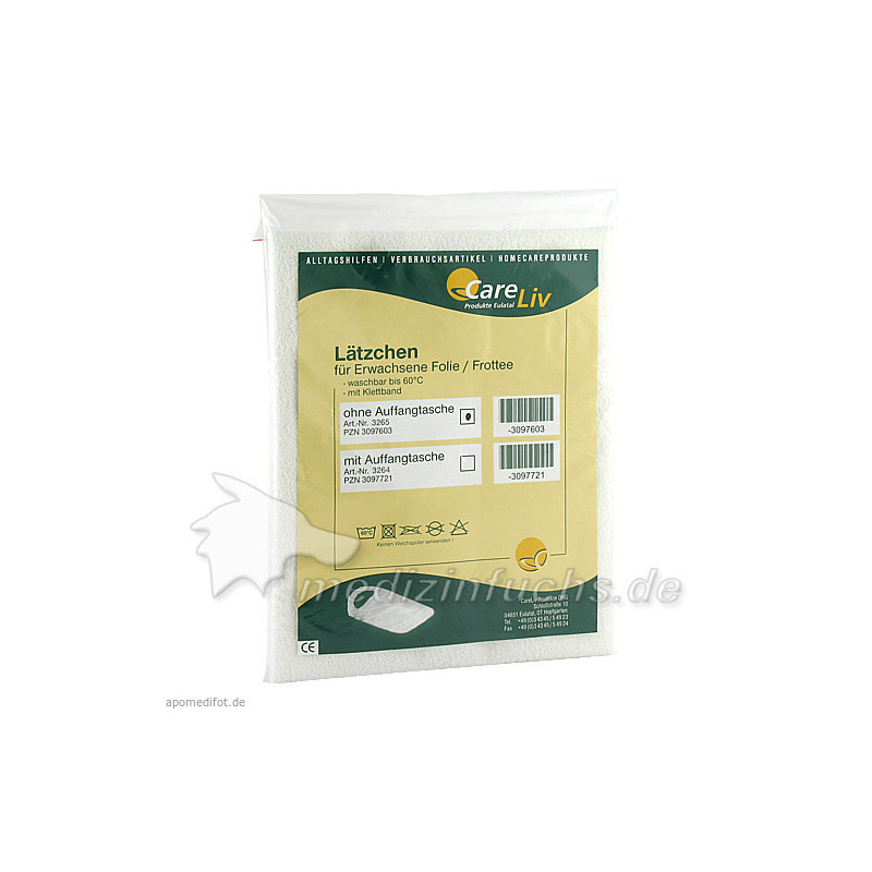 Lätzchen für Erw. Folie/Frottee weiß m. Klettband, 1 ST – PZN 3097603