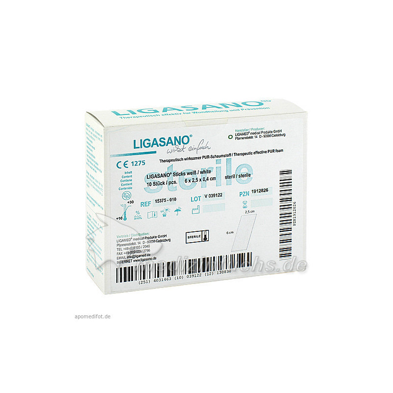 LIGASANO Sticks steril 6x2.5x0.4cm, 10 ST – PZN 1912826