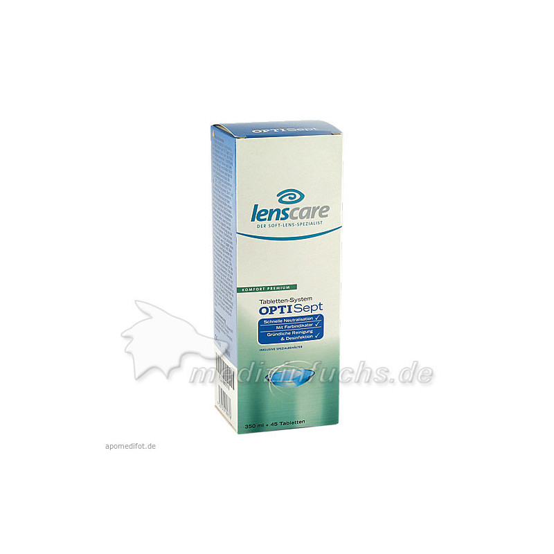 Lenscare OptiSept 350ml + 45 Tabl. + 1 Beh, 1 P – PZN 8801018
