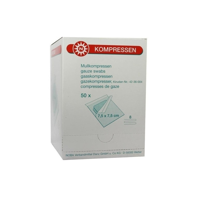 MULLKOMPRESSEN 7.5X7.5CM 8F STERIL, 50X2 ST – PZN 7385730