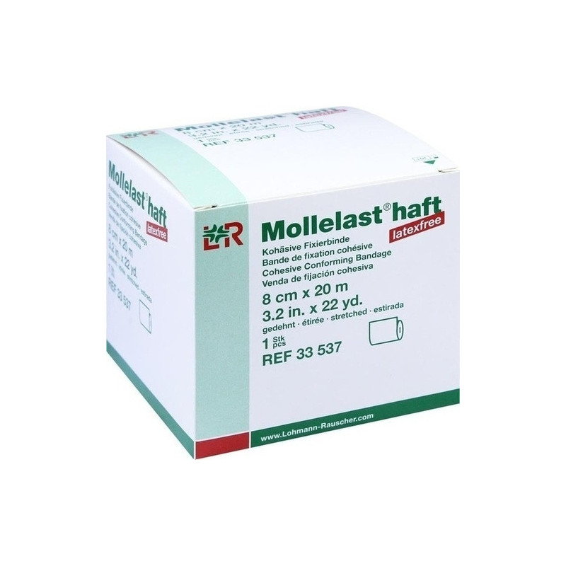 Mollelast haft latexfrei weiß 8cm x 20m gedehnt, 1 ST  – PZN 9886175