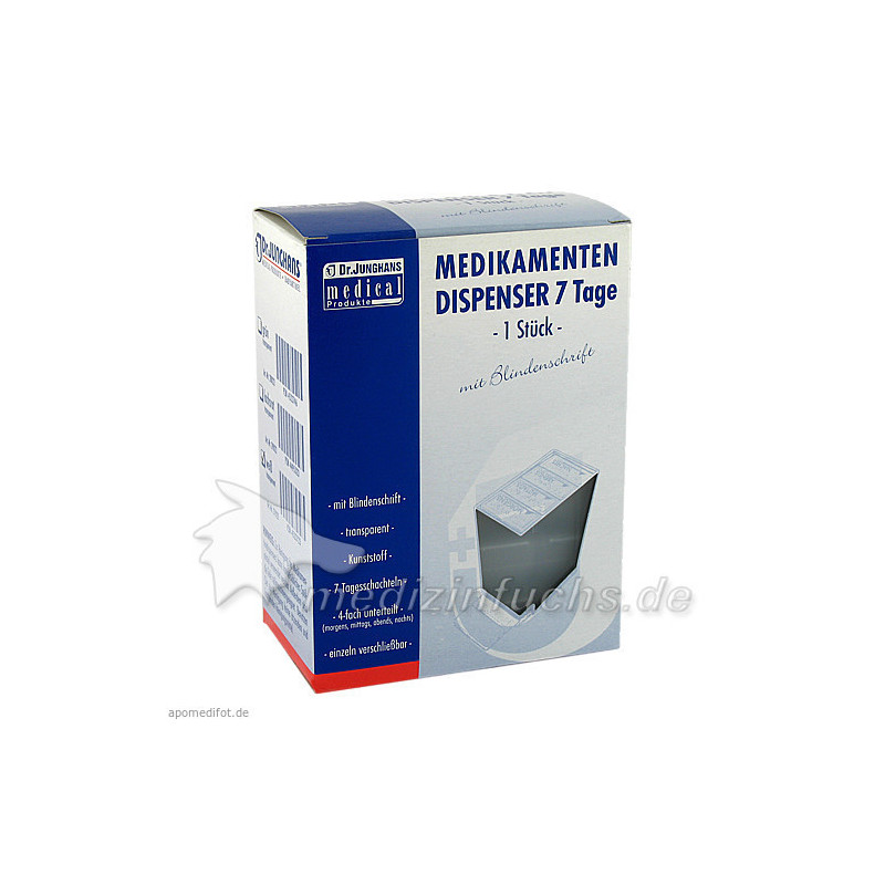 MEDIKAMENTENDISPENSER 7 Tage weiß transp m Blinden, 1 ST – PZN 4523723