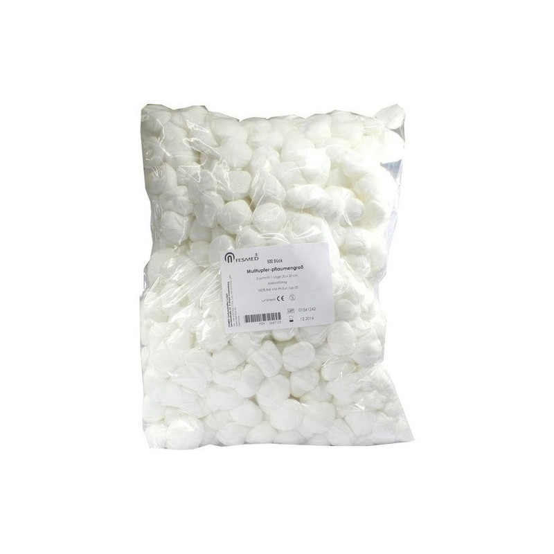 Mulltupfer 20x20cm unsteril ballonf. pflaumengroß, 500 ST – PZN 2667122
