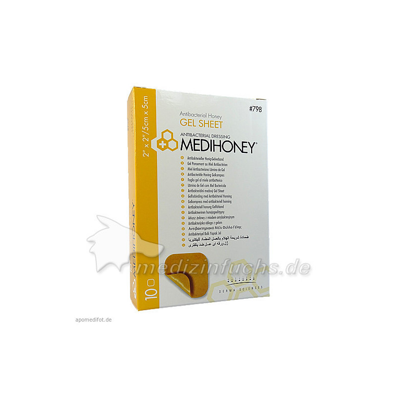 MEDIHONEY ANTIBAKTERIELLER GELVERBAND 5x5cm, 10 ST – PZN 5994838