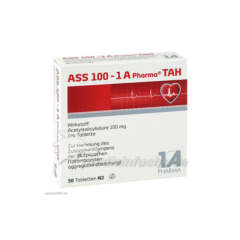 ASS 100 - 1 A Pharma TAH, 50 ST – PZN 6312060