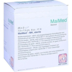 MULLKOMPRESSEN 7.5x7.5cm 8fach steril, 25X2 ST – PZN 11296127