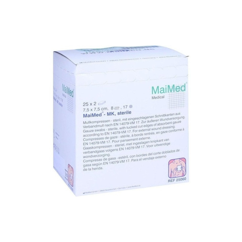 MULLKOMPRESSEN 7.5x7.5cm 8fach steril, 25X2 ST – PZN 11296127