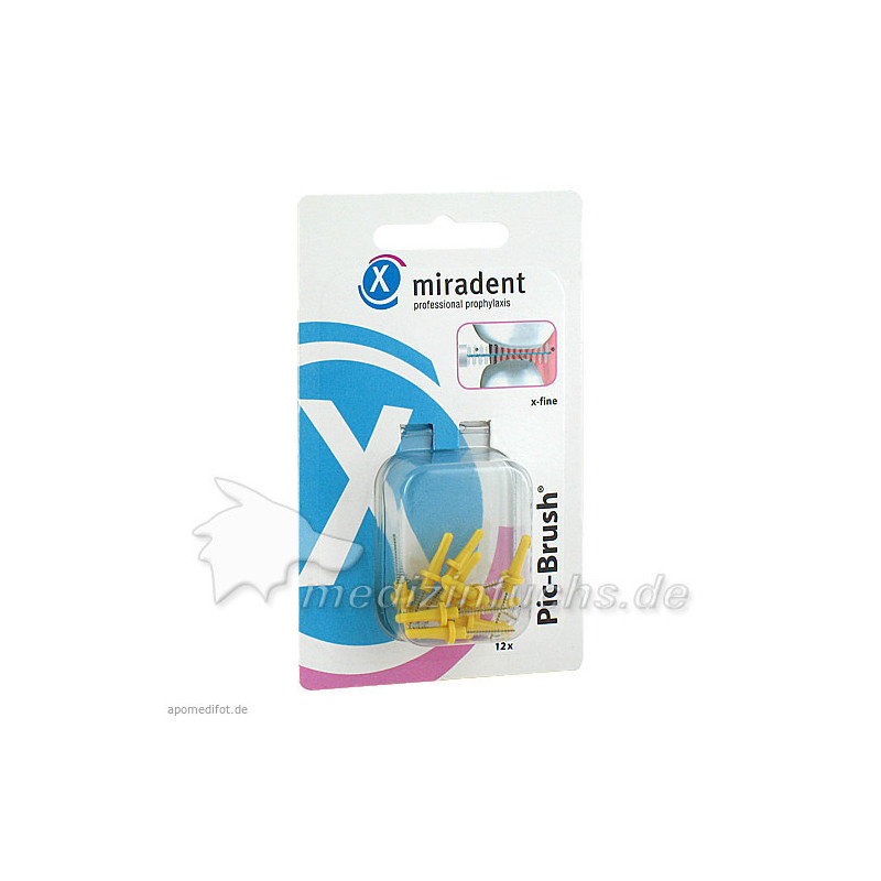 Miradent Pic-Brush Ersatzbürsten x-fein gelb 12, 12 ST – PZN 841225