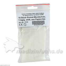 Mundschutz Papiervlies weiß m. Gummibändern, 10 ST – PZN 1046429