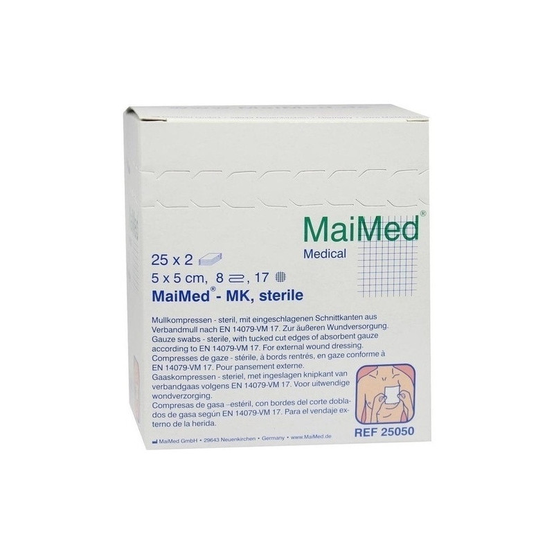 Mullkompressen 5x5 8-fach steril, 25X2 ST – PZN 8888858