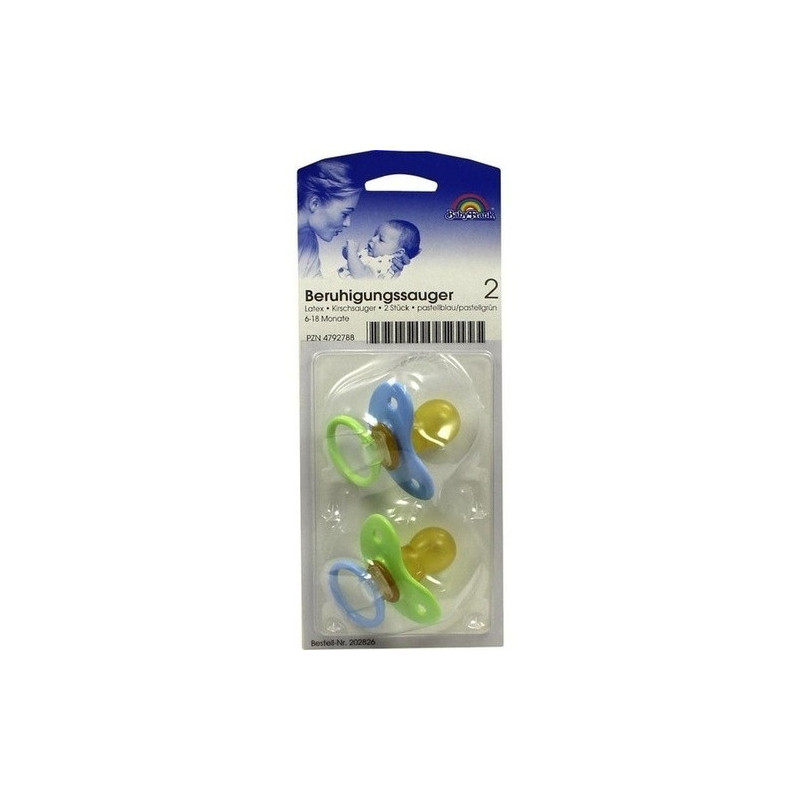 Beruhigungssauger Kirsch Latex 6-18M pastell/bl/gr, 2 ST – PZN 4792788