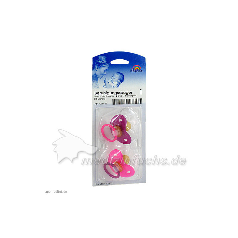 Beruhigungssauger Kirsch Latex 0-6M bicolor-pink, 2 ST – PZN 4790625