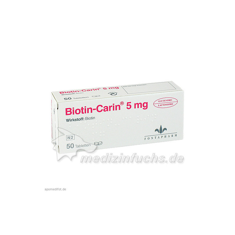 Biotin Carin 5mg Lactose-Glutenfrei, 50 ST – PZN 3063047