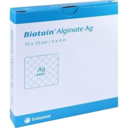 Biatain Alginate Ag Kompressen 10x10cm mit Silber, 10 ST – PZN 1406833