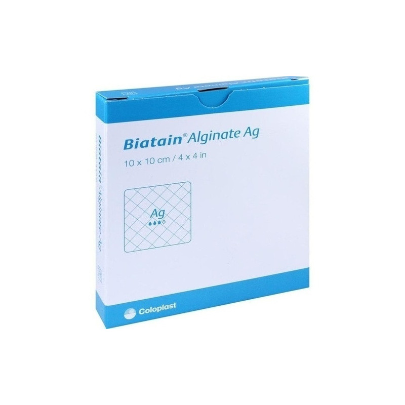 Biatain Alginate Ag Kompressen 10x10cm mit Silber, 10 ST – PZN 1406833