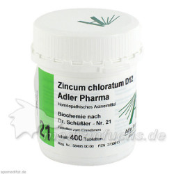 Biochemie Adler 21 Zincum Chloratum D12 Adler Phar, 400 ST – PZN 2730613