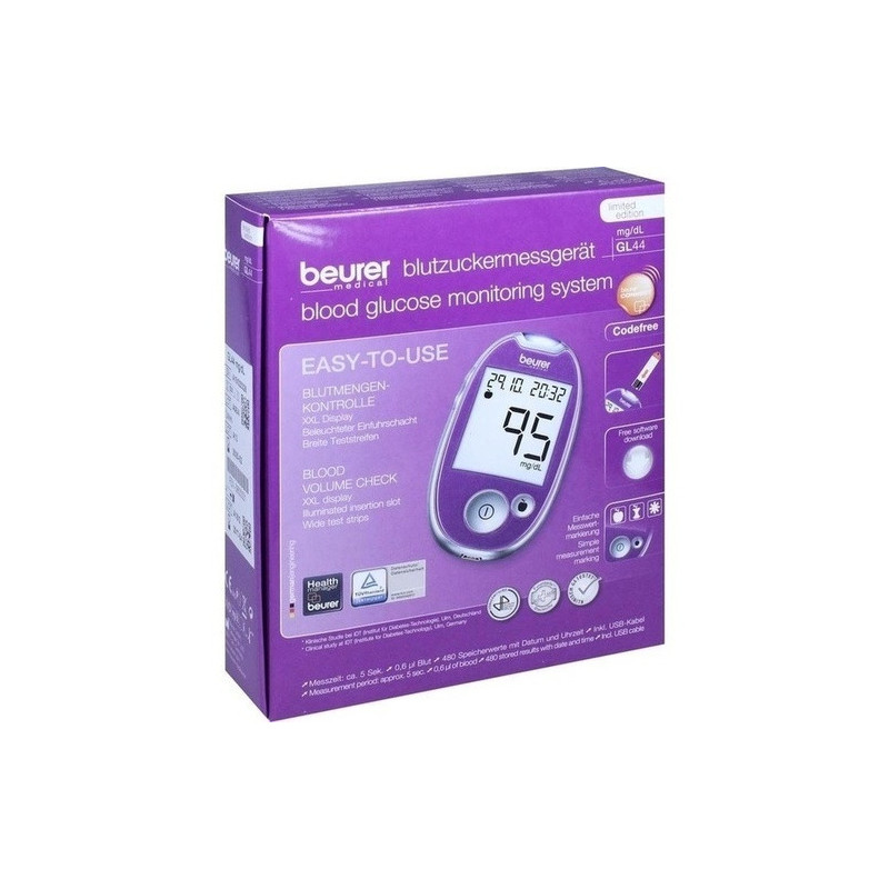 Beurer GL 44 Blutzuckermessgerät lila mg/dl, 1 ST – PZN 8600001