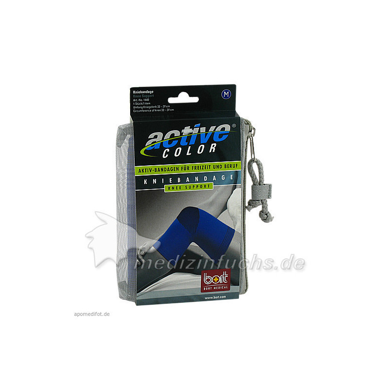 BORT ActiveColor Kniebandage blau medium, 1 ST – PZN 6914646