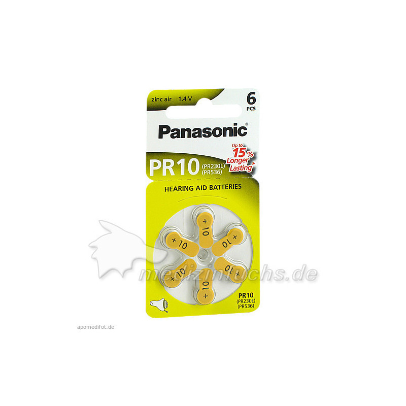 Batterie f. Hörgeräte Panasonic PR 10, 6 ST – PZN 7193723