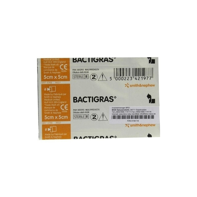 BACTIGRAS 5X5CM PARAFFINgaze, 1 ST – PZN 190118