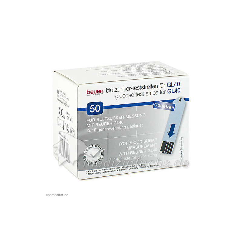 Beurer GL 40 Blutzuckerteststreifen, 50 ST – PZN 7270292