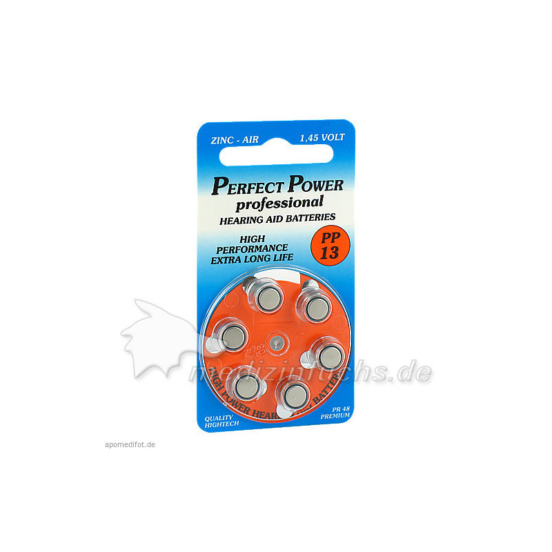 Batterie für Hörgeräte Power PP 13, 6 ST – PZN 4877384