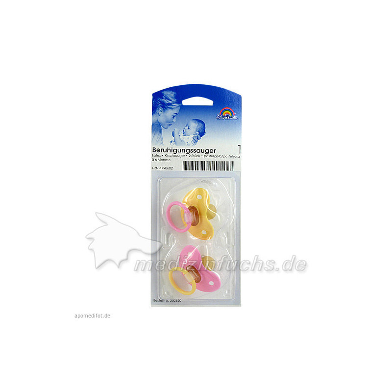 Beruhigungssauger Kirsch Latex 0-6M pastell/gb/r, 2 ST – PZN 4790602