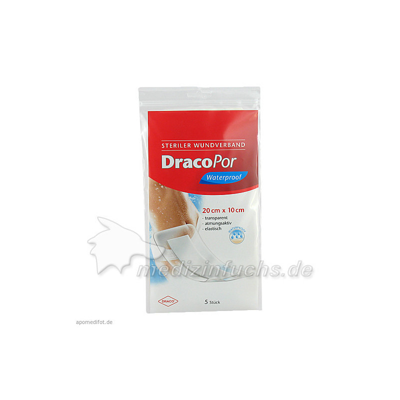 Dracopor Waterproof Wundverband steril 20cmx10cm, 5 ST – PZN 8906668