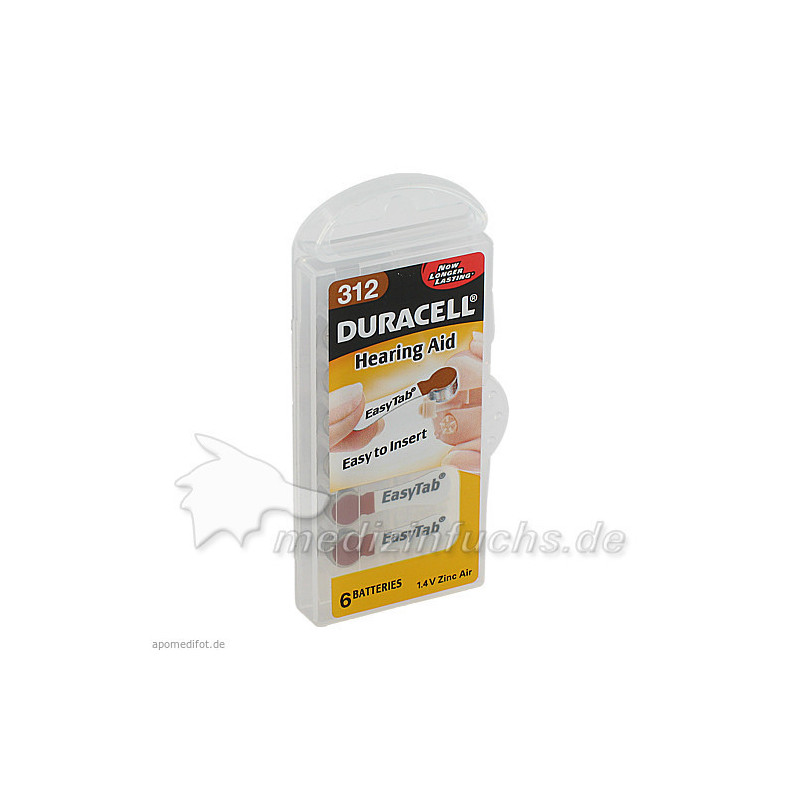 DURACELL 312 Easy TAB Hörgerätebatterie, 6 ST – PZN 2169720