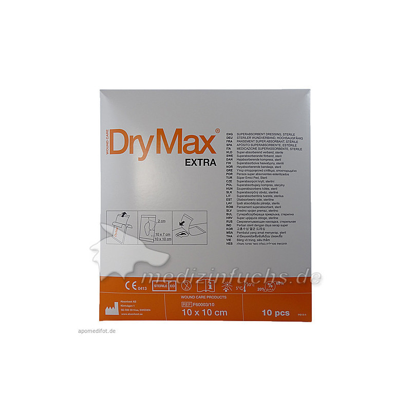 DryMax Extra Superabsorber Verband 10x10cm, 10 ST – PZN 9307993