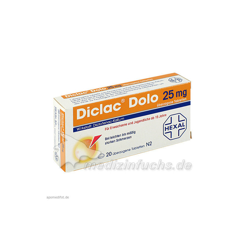 Diclac Dolo 25mg überzogene Tabl., 20 ST – PZN 1235521