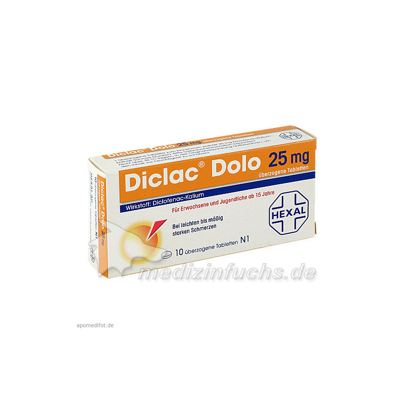 Diclac Dolo 25mg überzogene Tabl., 10 ST – PZN 5954827
