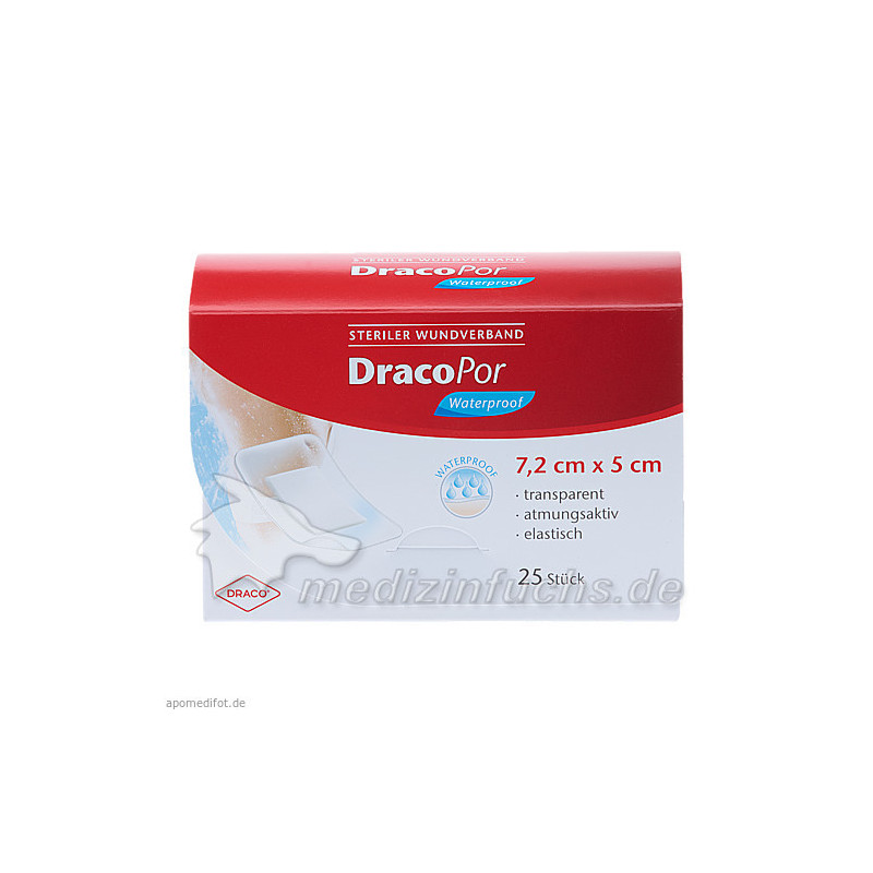 Dracopor Waterproof Wundverband steril 5cmx7.2cm, 25 ST – PZN 114092