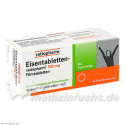 Eisentabletten-ratiopharm 100mg Filmtabletten, 50 ST – PZN 6958537