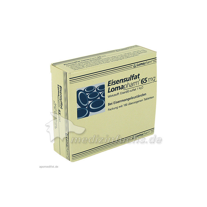 Eisensulfat Lomapharm 65mg, 100 ST – PZN 2750544