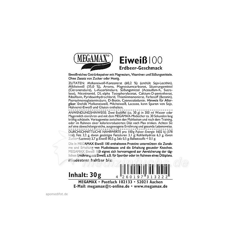 Eiweiss 100 Erdbeer Megamax, 30 G – PZN 9198073