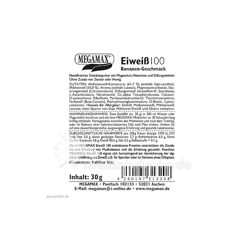Eiweiss 100 Banane Megamax, 30 G – PZN 9198050