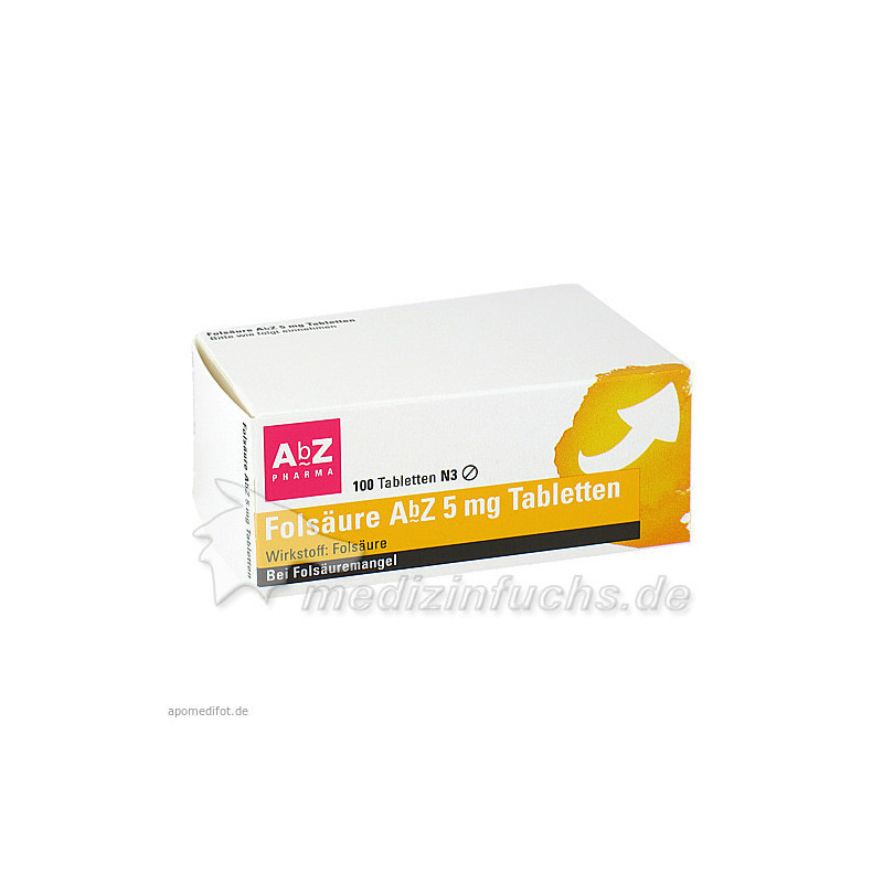 Folsäure AbZ 5mg Tabletten, 100 ST – PZN 1234562