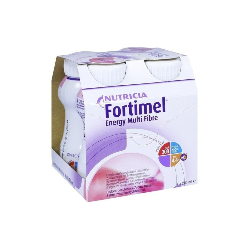 Fortimel Energy Multi Fibre Erdbeergeschmack, 4X200 ML – PZN 1125175