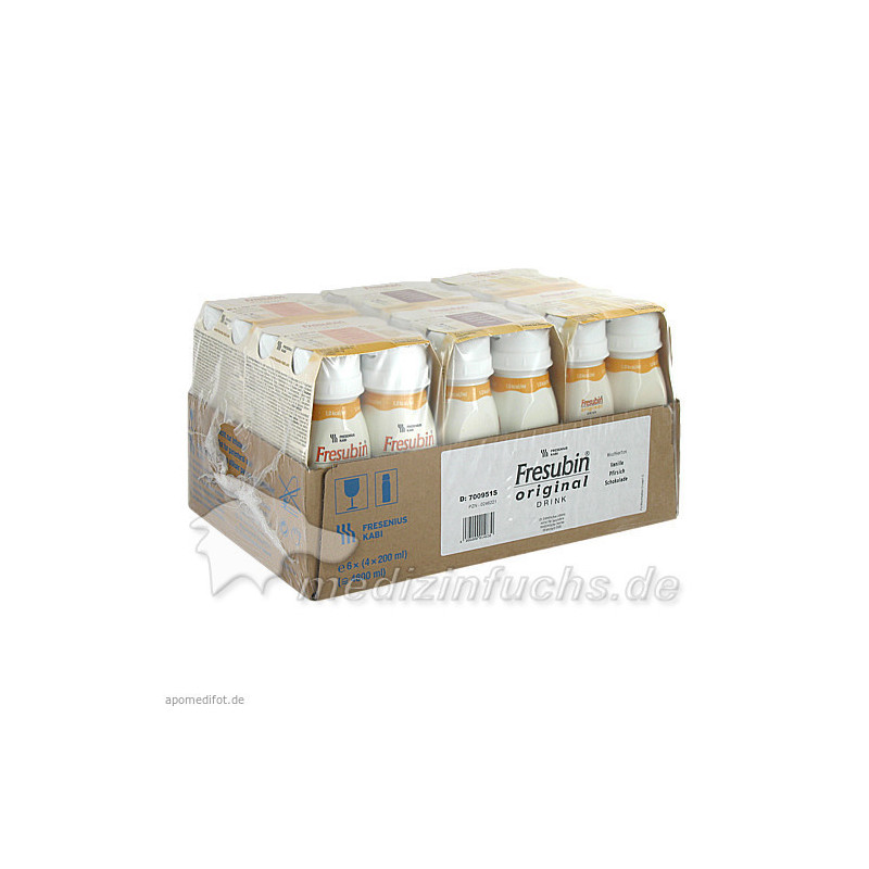Fresubin original DRINK Mischkarton Trinkflasche, 24X200 ML – PZN 246221
