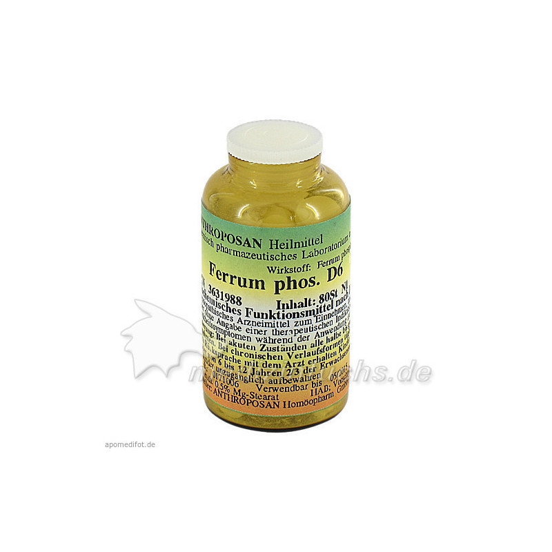 Ferrum phosphoricum D 6 Schüssler Nr.3 handverrieb, 80 ST – PZN 3631988