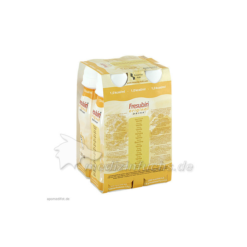 Fresubin original DRINK Vanille Trinkflasche, 4X200 ML – PZN 26324