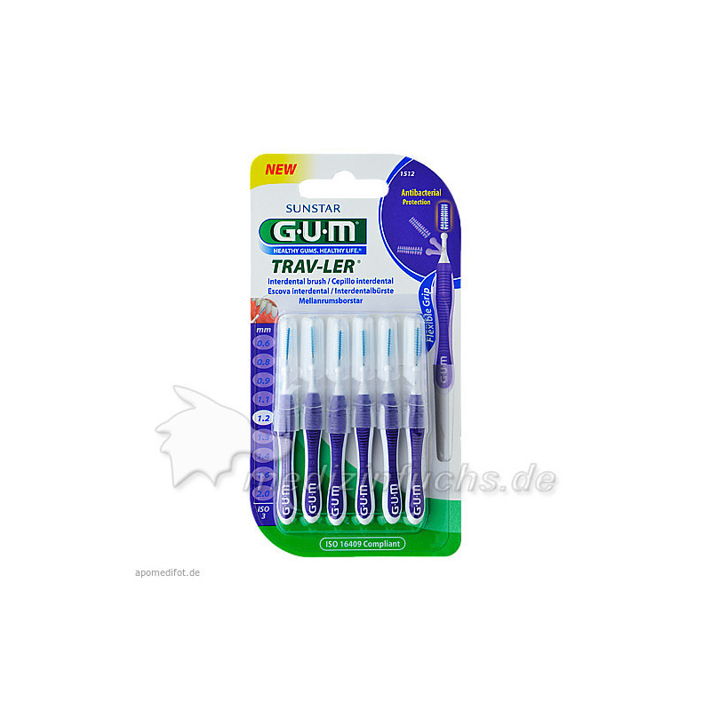 GUM TRAV-LER lila Kerze 1.2mm Interdental+6 Kappen, 6 ST – PZN 9714416