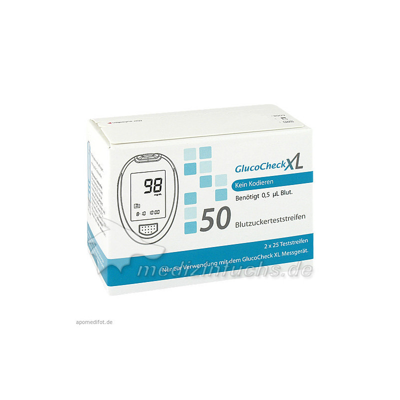 GlucoCheck XL Blutzuckerteststreifen, 50 ST – PZN 7543519