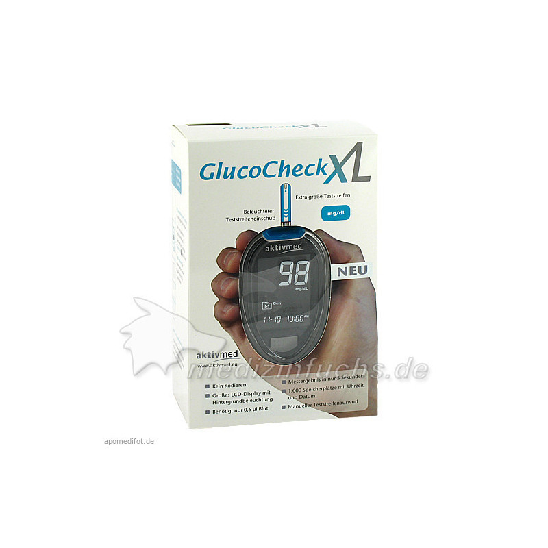 GlucoCheck XL Blutzuckermessgerät Set mg/dl, 1 ST – PZN 7543502